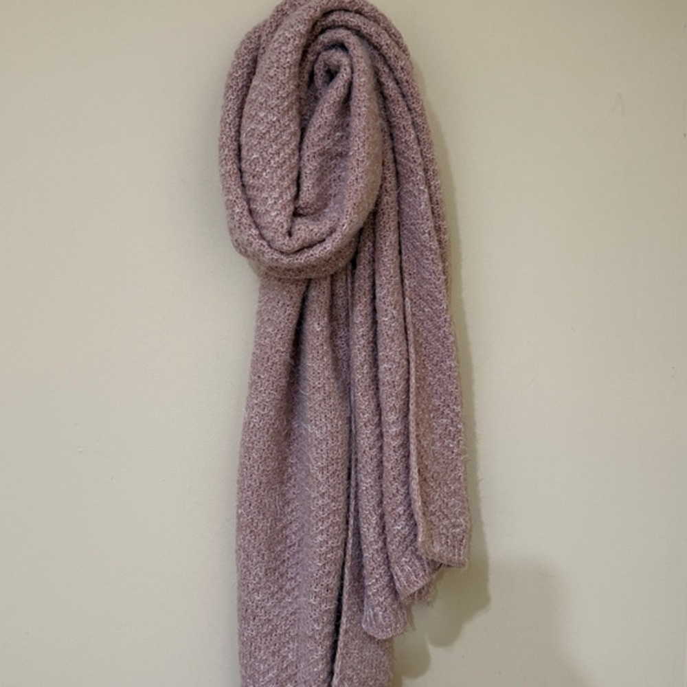 2 Chic Soft Mauve Knit Scarf | full length 78” | width 16”